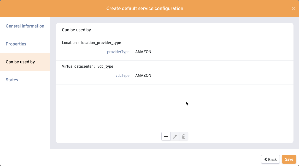 Configure entities where users can work with the service