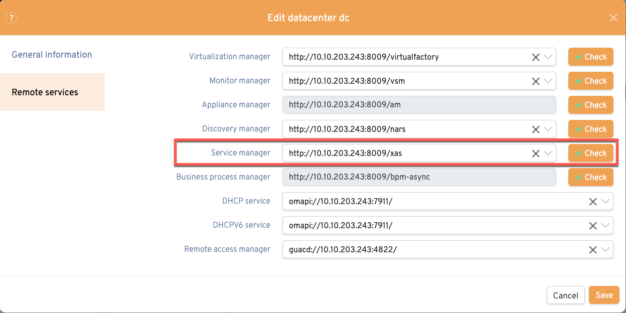 Add the XAS remote service for XaaS